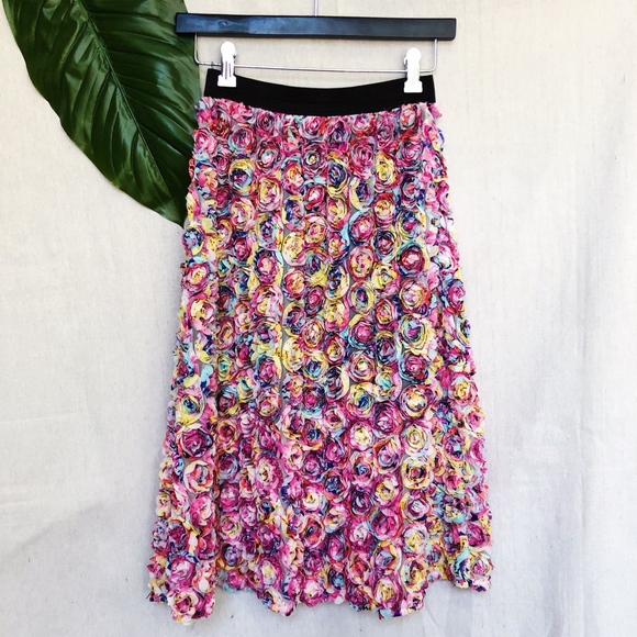 Leith Three-Dimensional Vivid Roses Midi Skirt - Picture 3 of 7